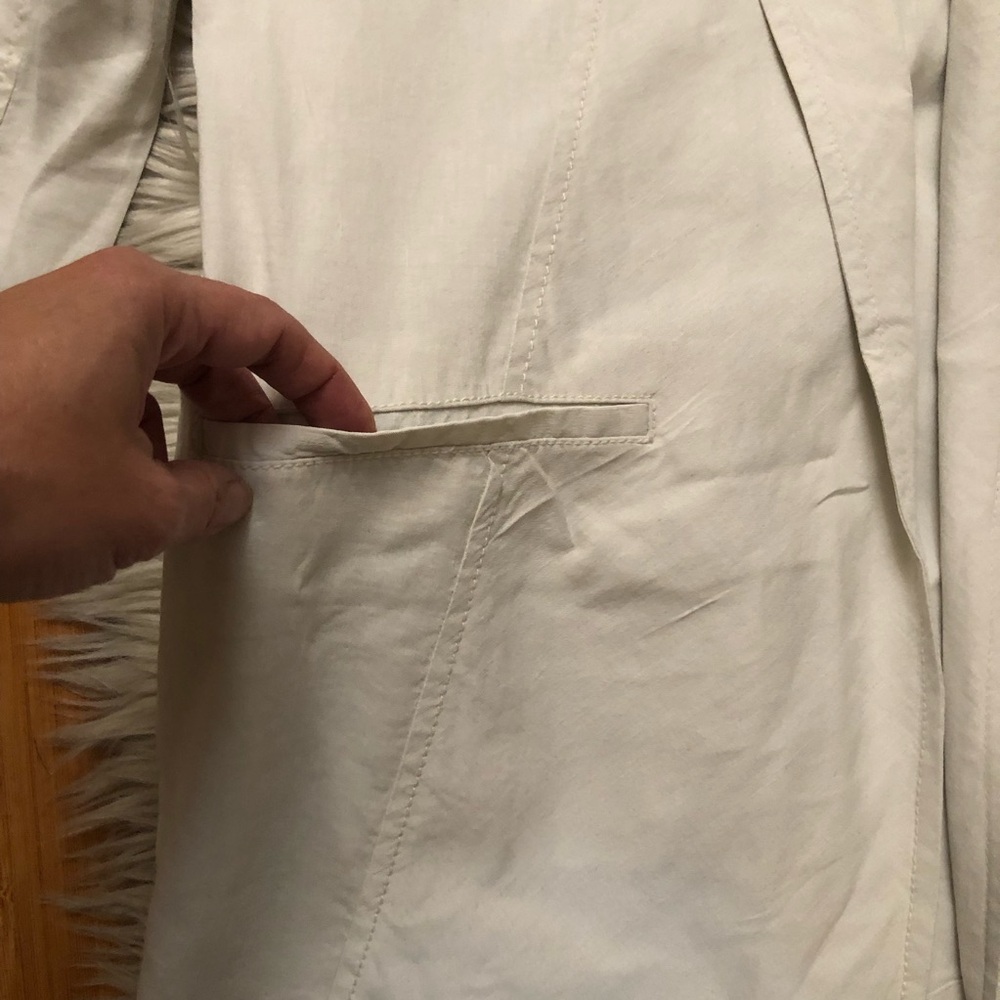 Eileen Fisher Linen Blend Open Front Minimalist Cream White Blazer Jacket size M - Picture 7 of 10